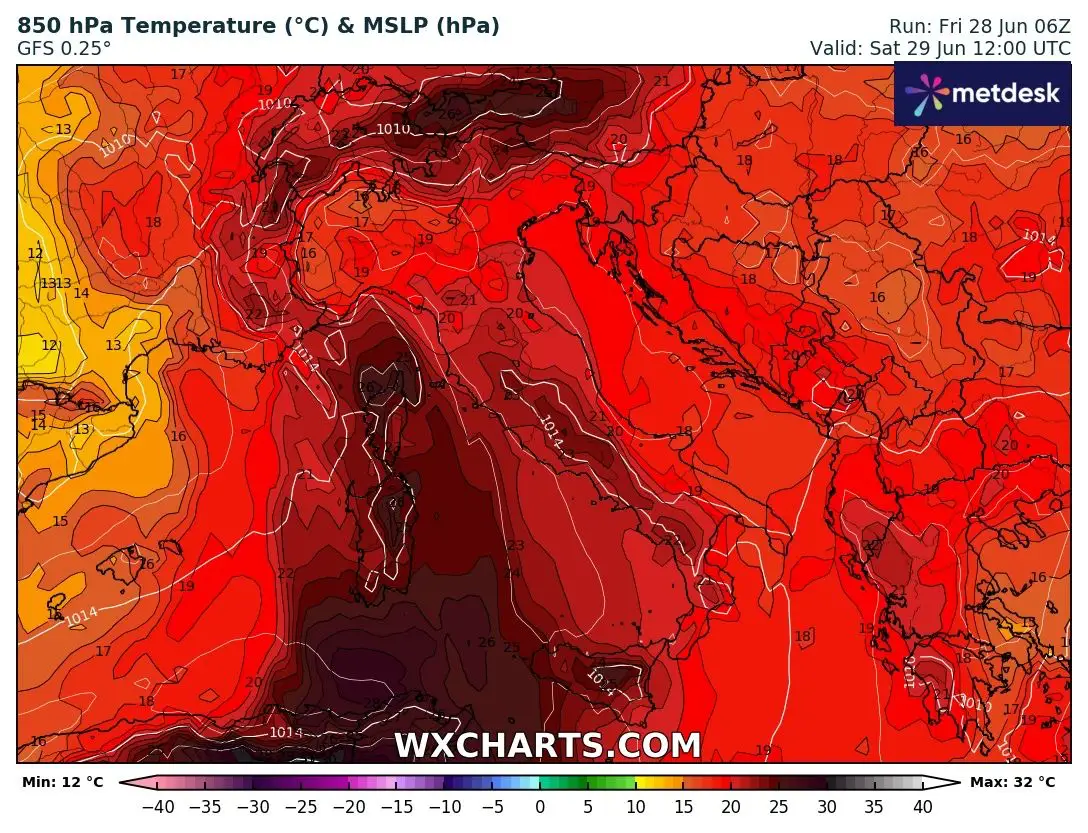 Il caldo africano che da sabato potrebbe investire i nostri territori