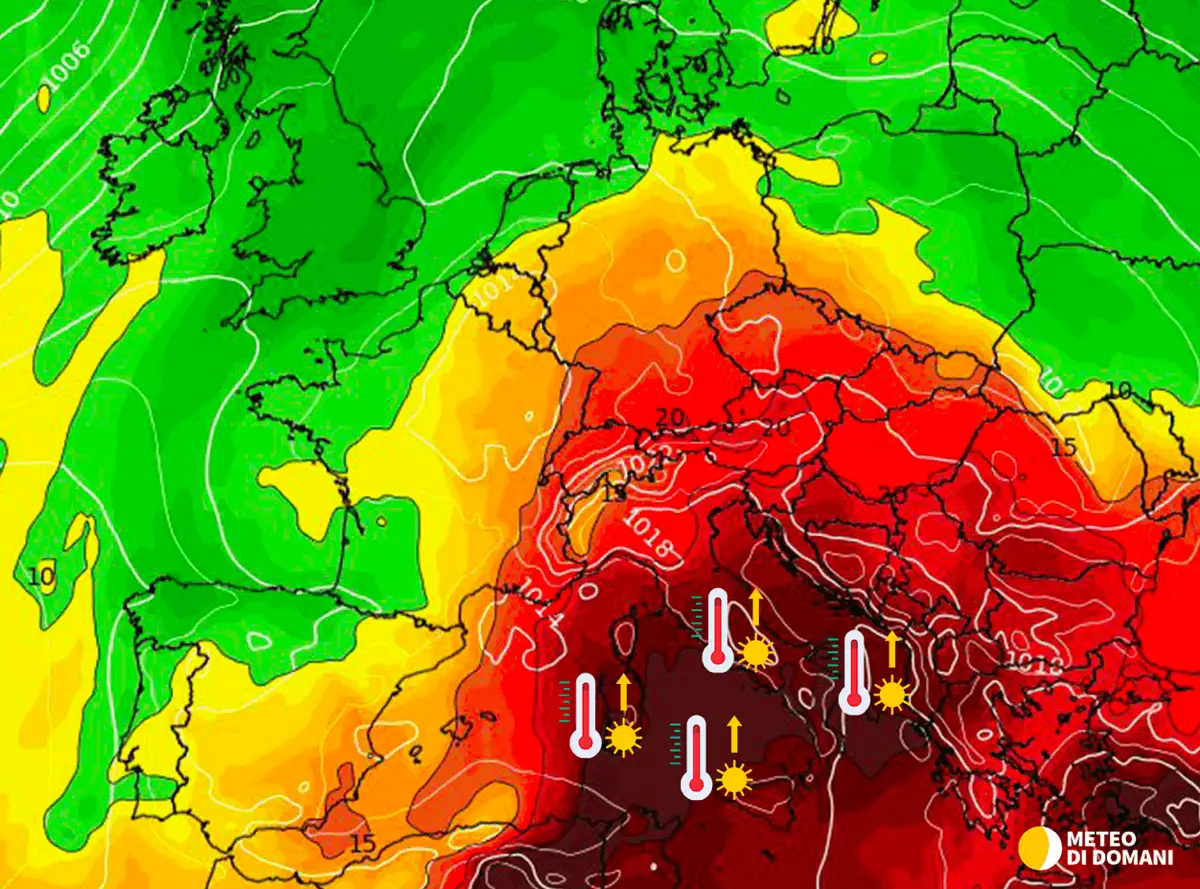 Lo zero termico si manterrà intorno ai 4400 metri senza significative variazioni nel corso del pomeriggio
