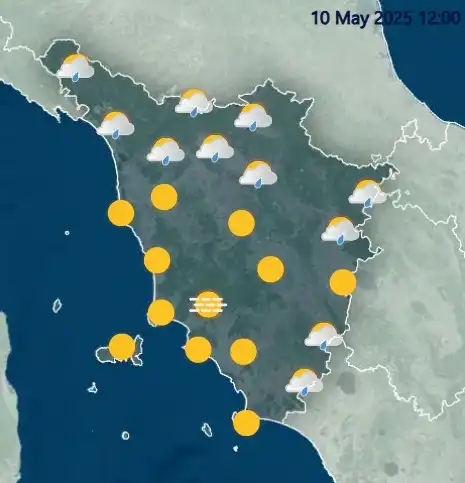 Previsioni meteo Toscana per il 10 maggio 2025