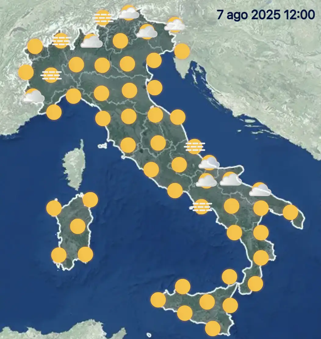 Meteo 7 agosto 2025
