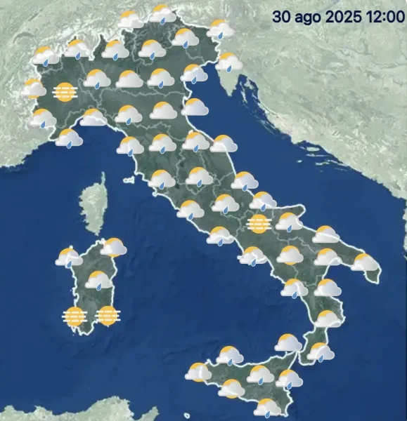 Meteo Italia 30 agosto 2025