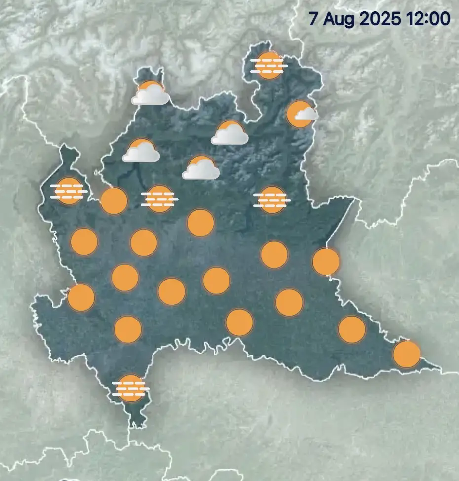 Previsioni meteo Lombardia del 7 agosto