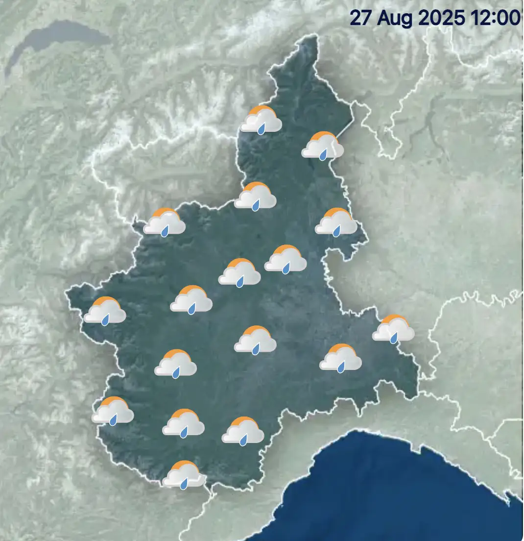 Meteo Piemonte del 27 agosto 2025