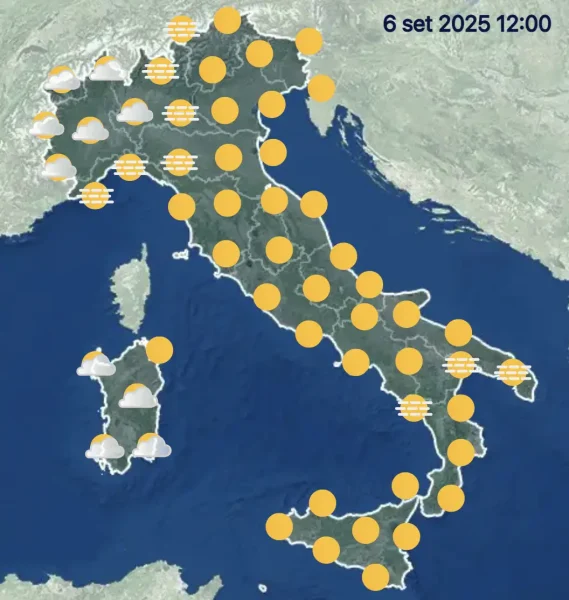 Meteo del 6 settembre 2025