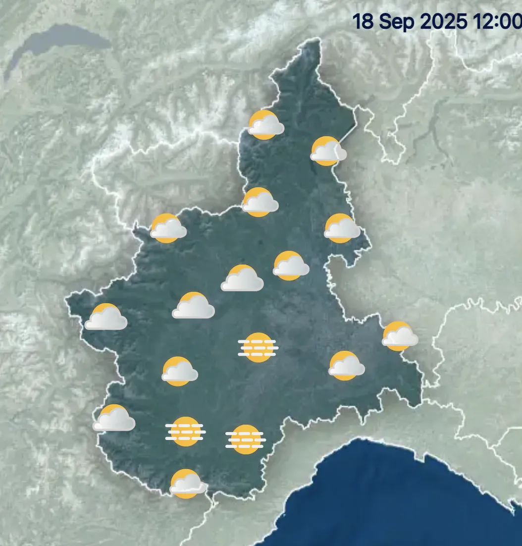 Meteo a Torino dal 18 al 21 settembre 2025