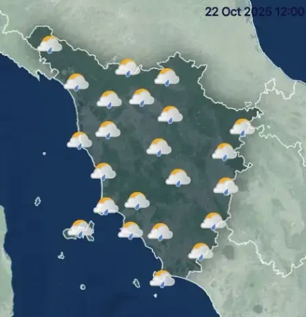 Toscana sotto allerta arancione il 22 ottobre con temporali intensi e rischio idrogeologico