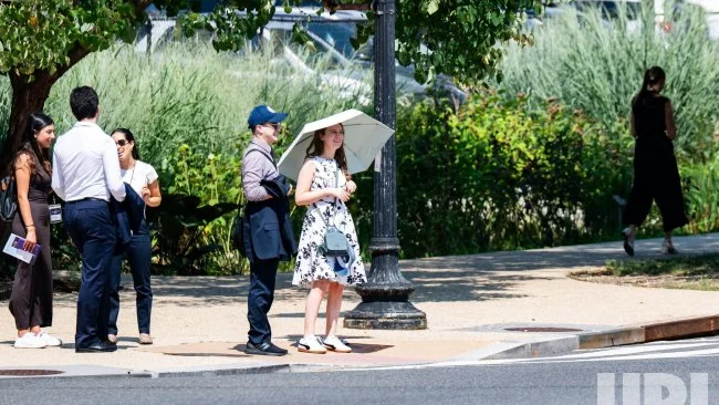 Veduta urbana della East Coast statunitense durante una giornata di caldo estremo