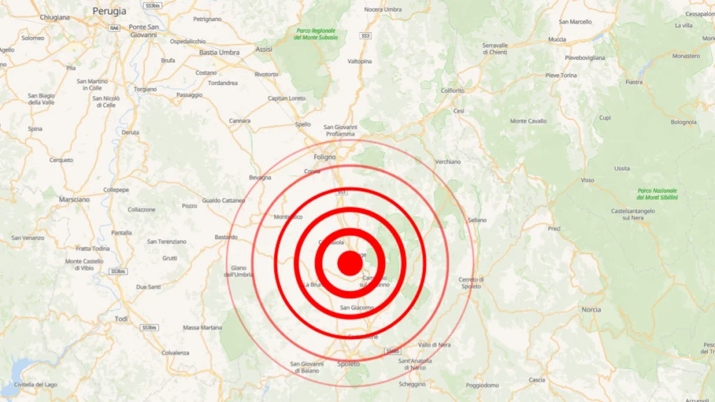 Terremoto in Umbria vicino a Spoleto