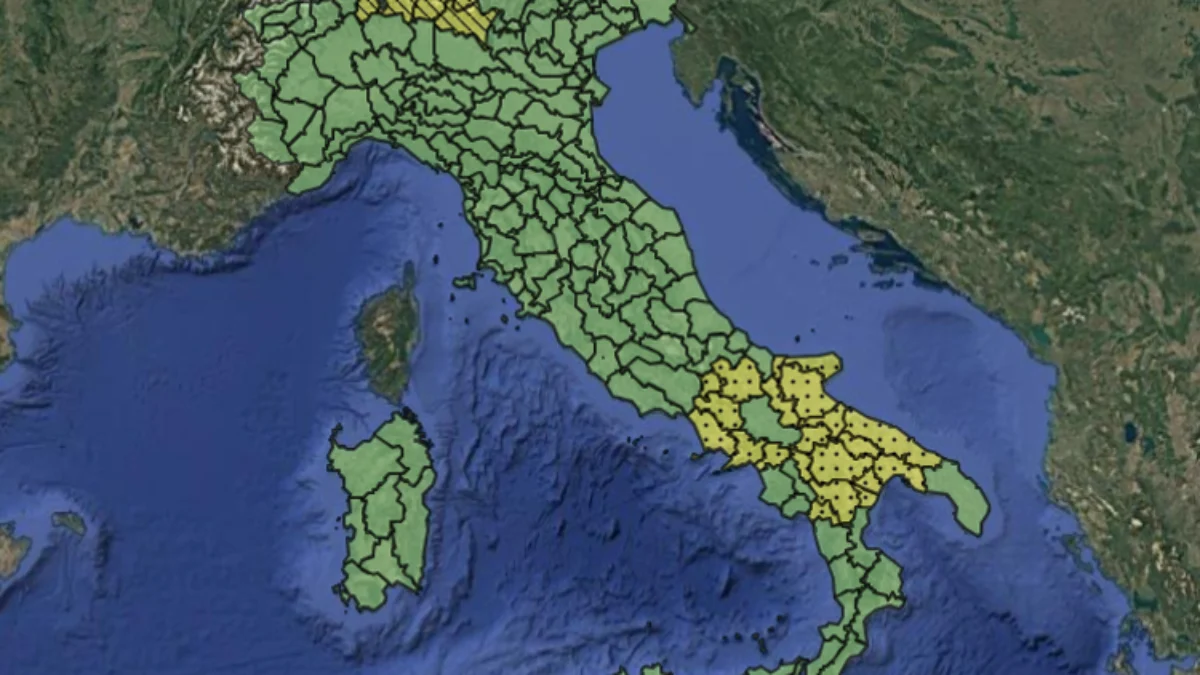 Allerta gialla per temporali e rischio idrogeologico in Italia