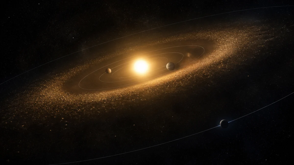 Illustrazione del pianeta Beta Pictoris d vicino alla sua stella