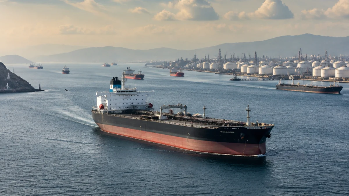 Petroliera nello Stretto di Hormuz durante la crisi energetica