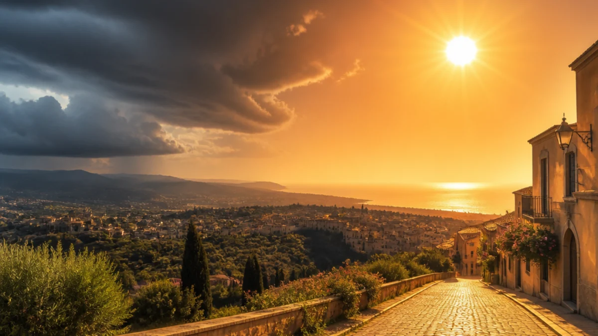 Strada assolata durante l’ondata di caldo in Italia