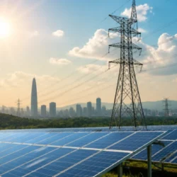Pannelli fotovoltaici e rete elettrica durante un'ondata di calore in Corea del Sud