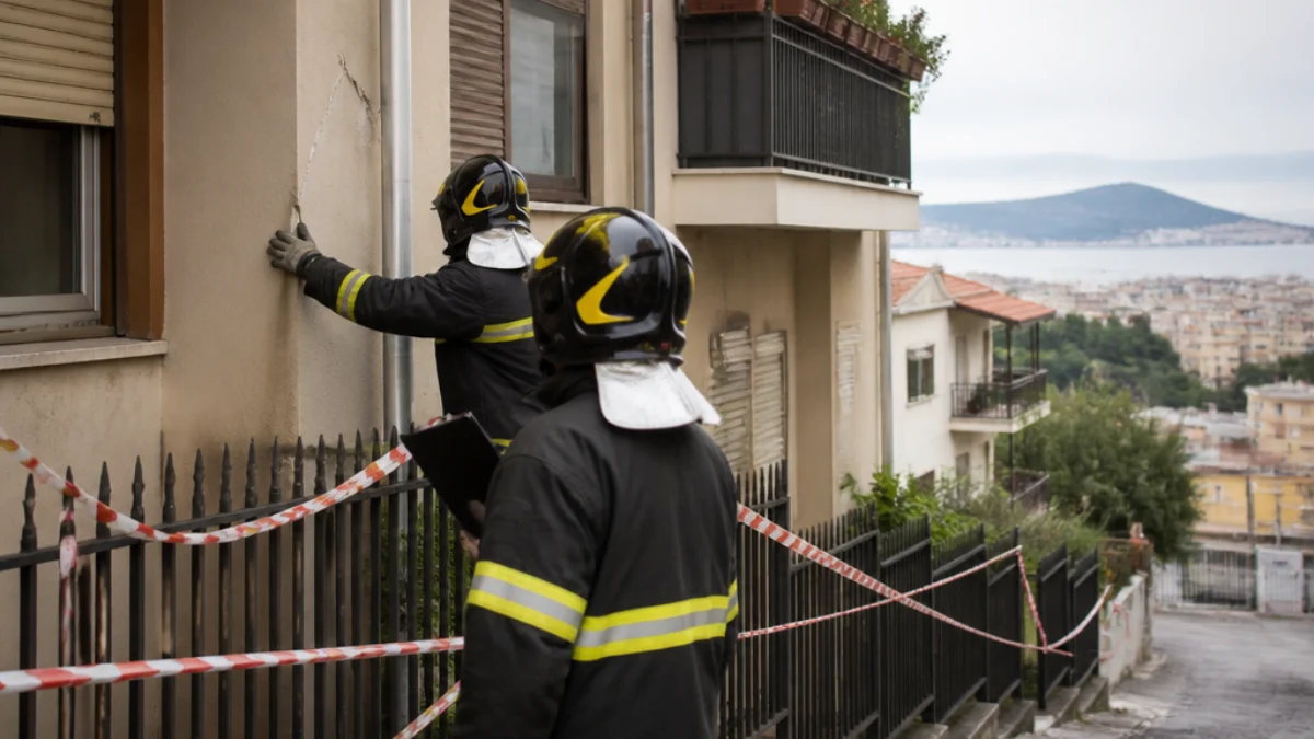 Controlli dei Vigili del Fuoco su un edificio ai Campi Flegrei