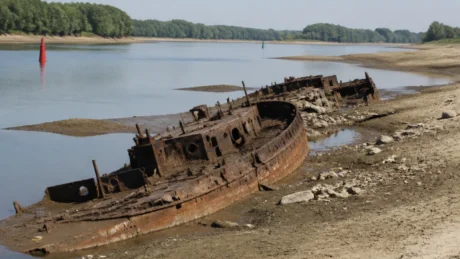 Danubio ai minimi storici: riaffiorano i relitti della flotta tedesca vicino a Prahovo Danubio ai minimi storici: riaffiorano i relitti della flotta tedesca vicino a Prahovo