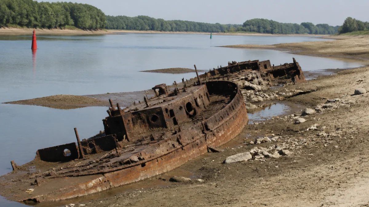 Relitti della Seconda guerra mondiale riaffiorano dal Danubio in siccità