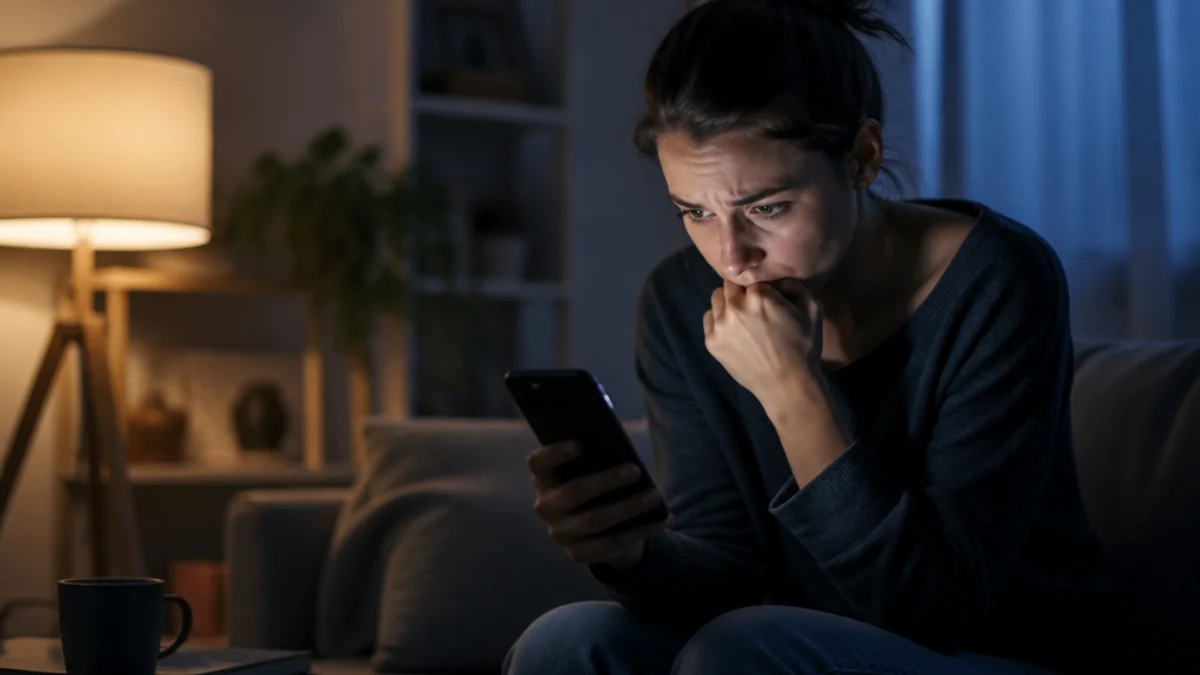 Persona che controlla messaggi e profili social legati a un interesse amoroso