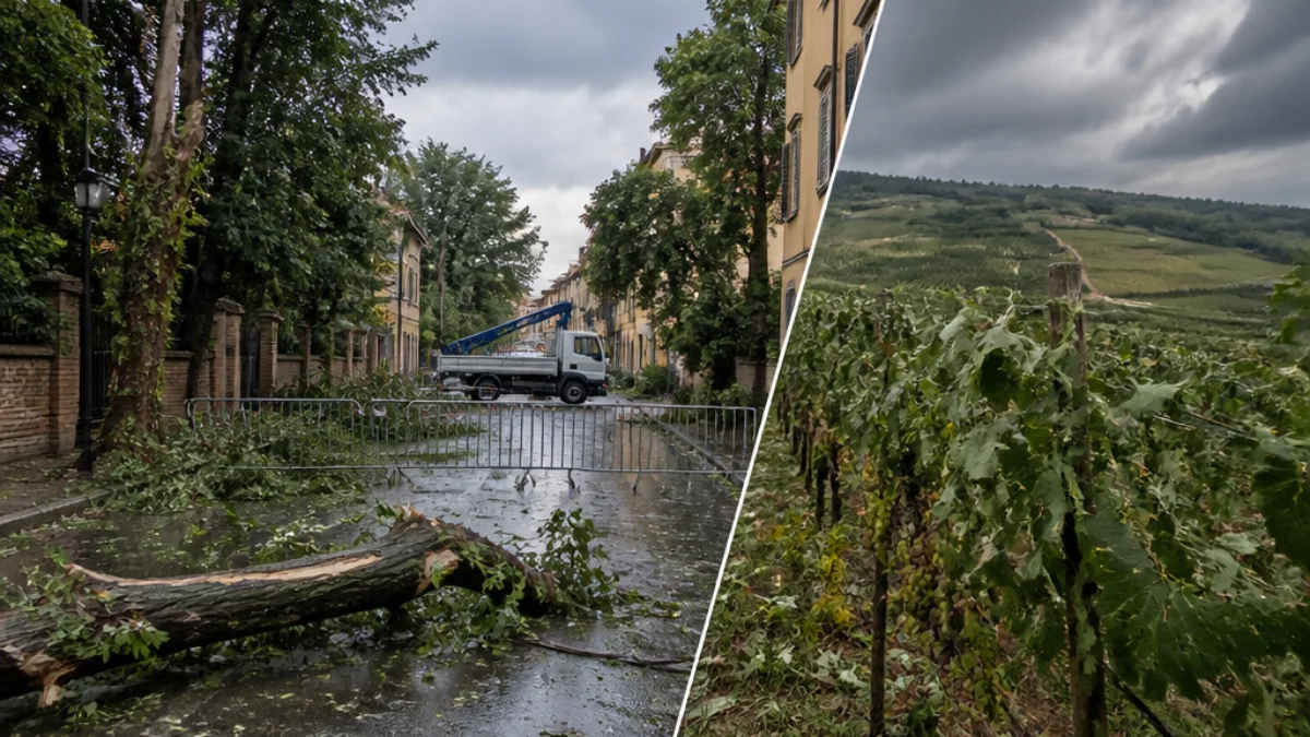 Alberi caduti sulle strade di Pavia dopo il maltempo