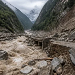 Piena improvvisa in una valle tra Nepal e Tibet