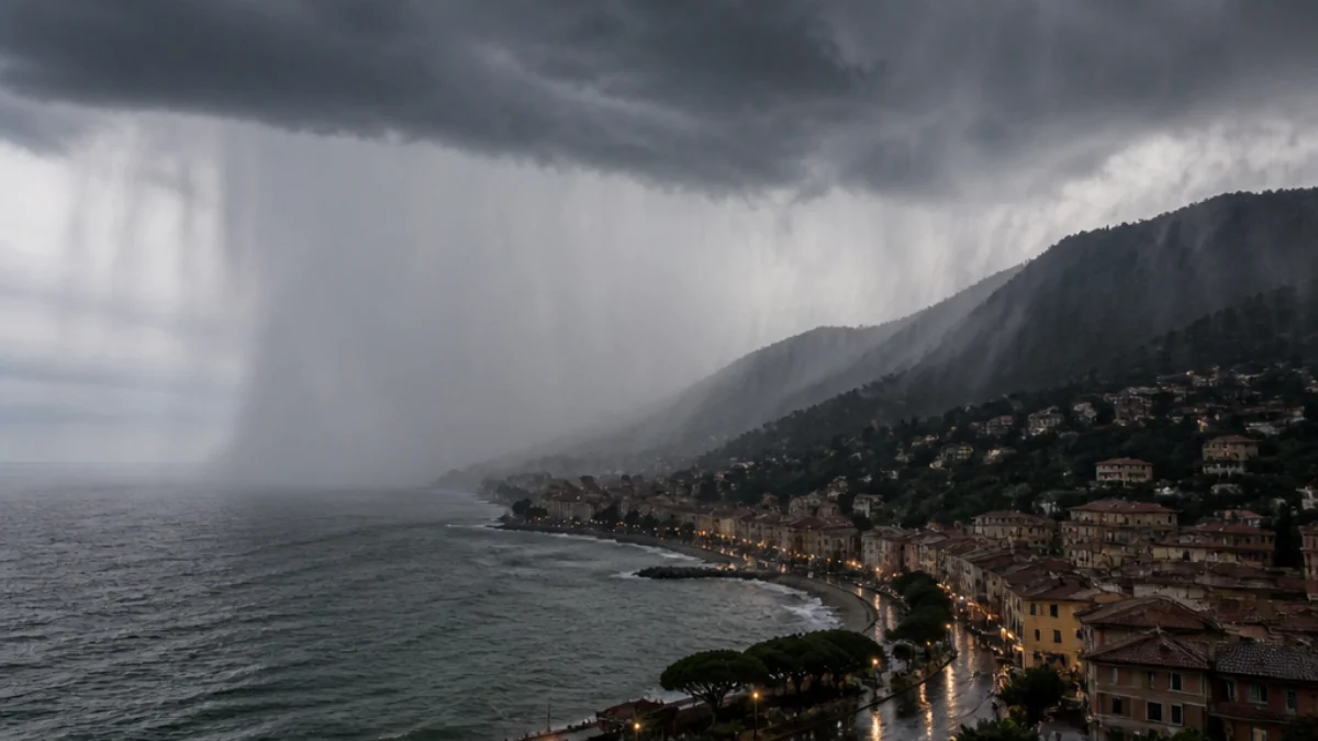 Temporale intenso sul Tigullio tra Rapallo e Chiavari