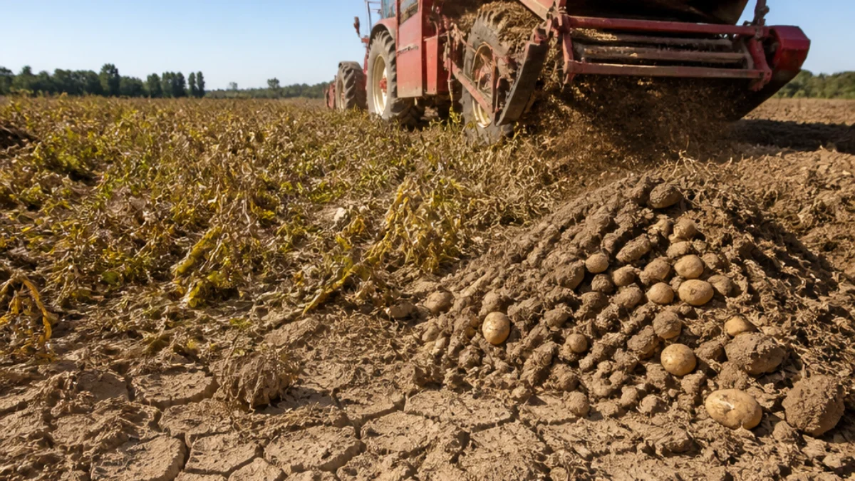 Campo di patate francese colpito dalla siccità