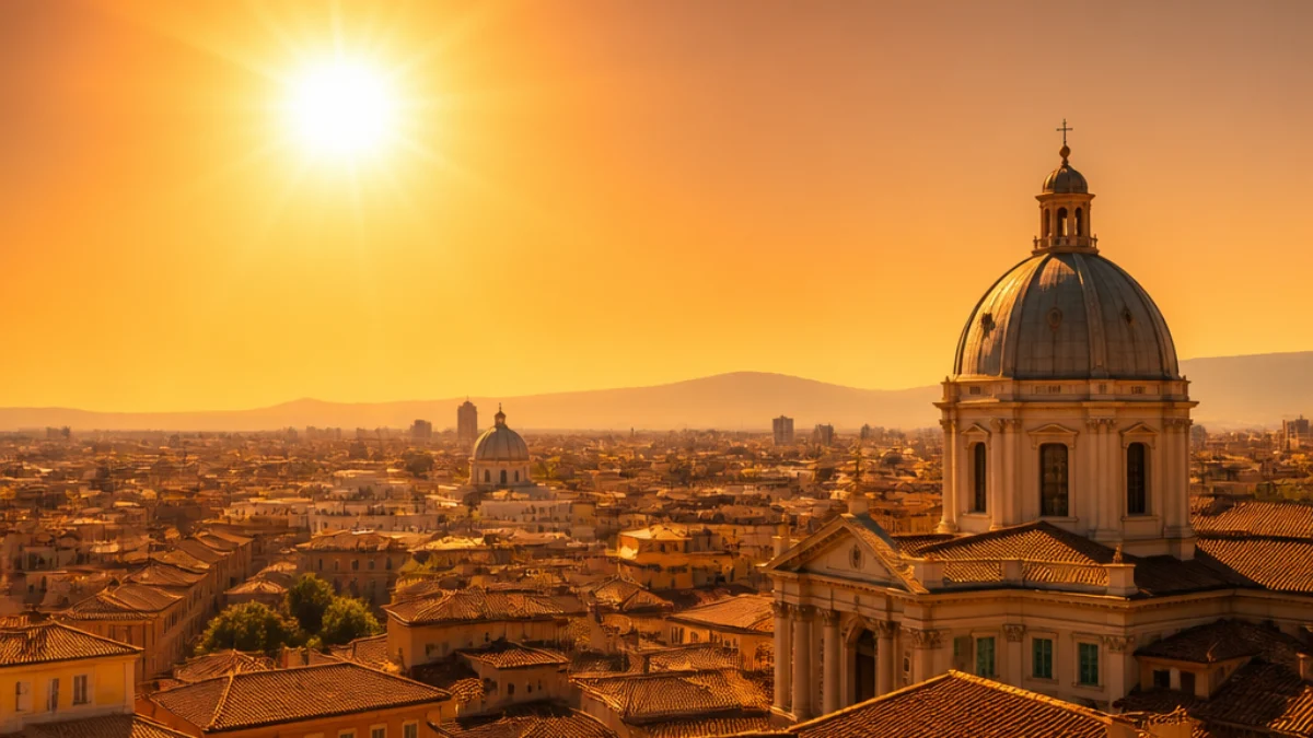 Mappa meteorologica dell’anticiclone africano sull’Italia durante una fase di caldo intenso