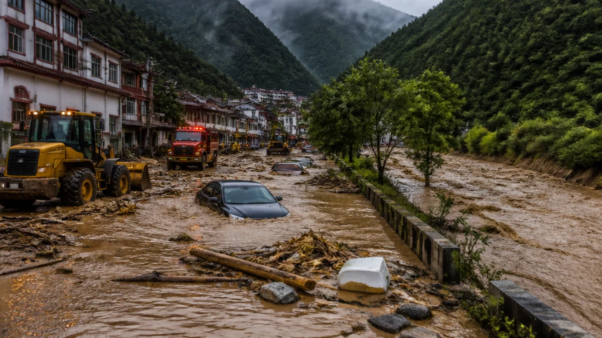 Piena improvvisa nel Sichuan dopo piogge torrenziali