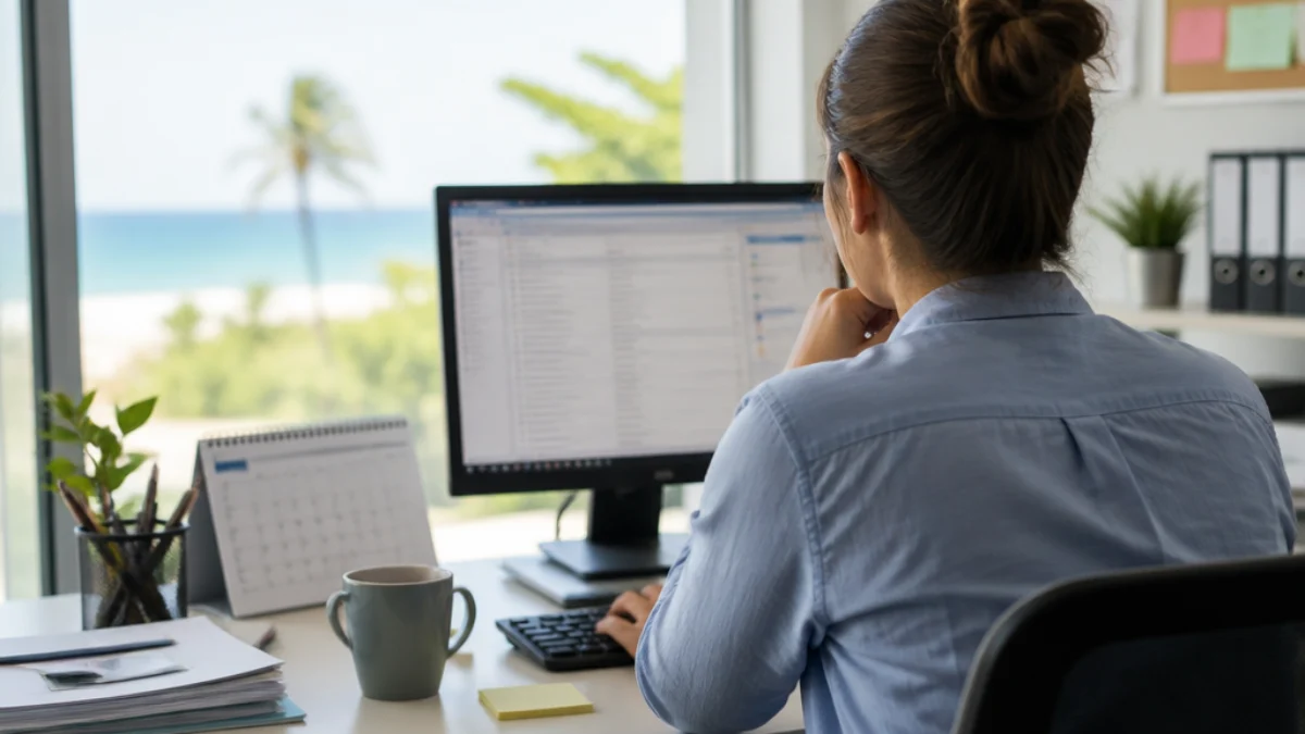 Persona al computer durante il rientro al lavoro