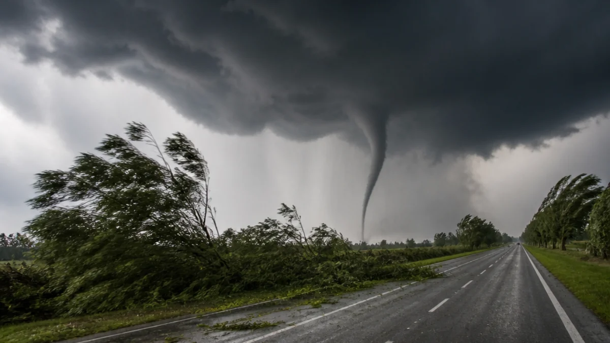 Tornado durante un temporale a Borgo Montello