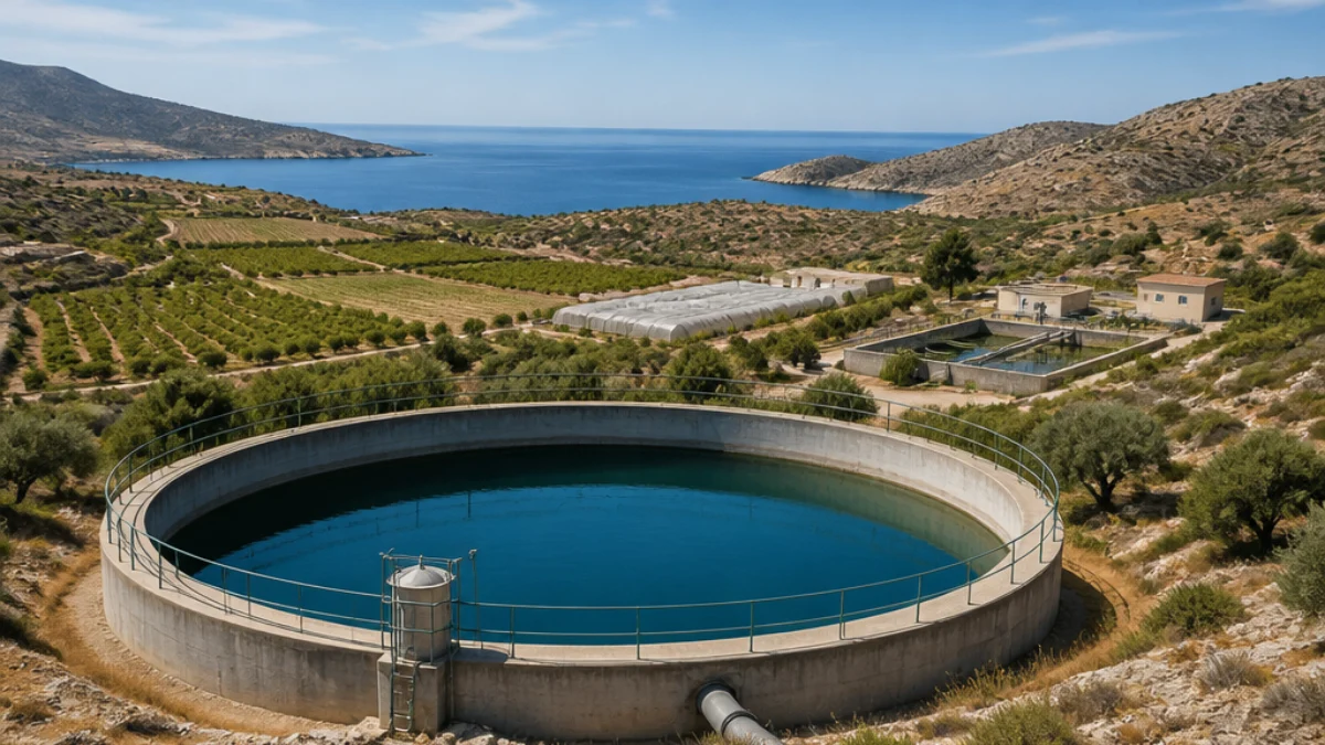 Bacino idrico in un paesaggio mediterraneo asciutto