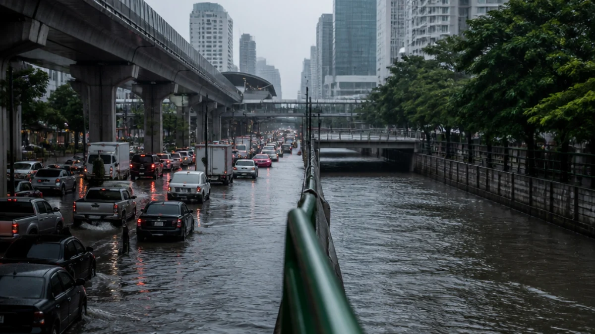 Strade allagate a Bangkok dopo le forti piogge