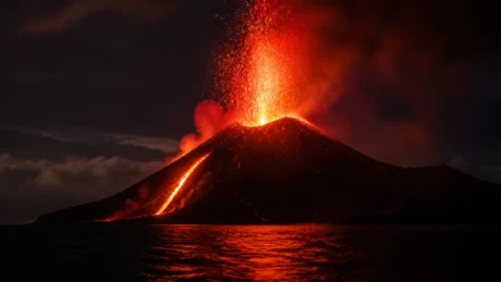 L’attività stromboliana prosegue con fontane incandescenti, colate di lava e boati percepiti in più territori, ma il Badan Geologi esclude al momento uno tsunami significativo legato a un collasso del cono.