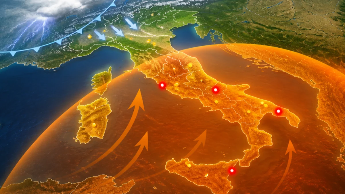 Mappa illustrata del caldo in Italia