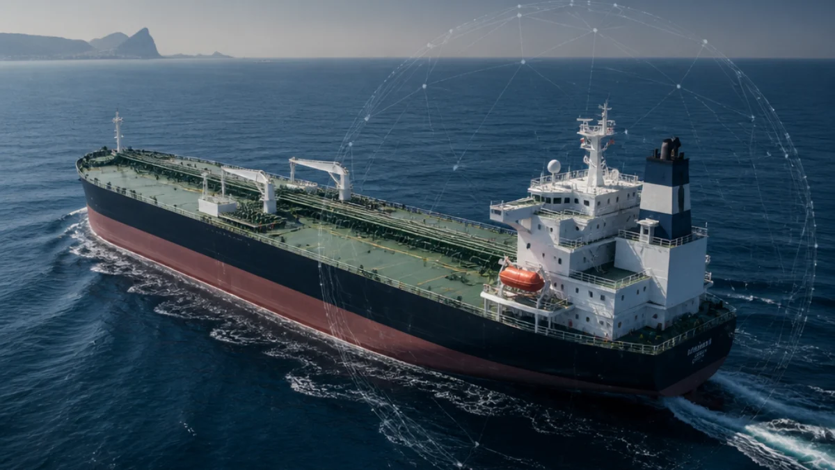 Petroliera in navigazione vicino allo Stretto di Gibilterra