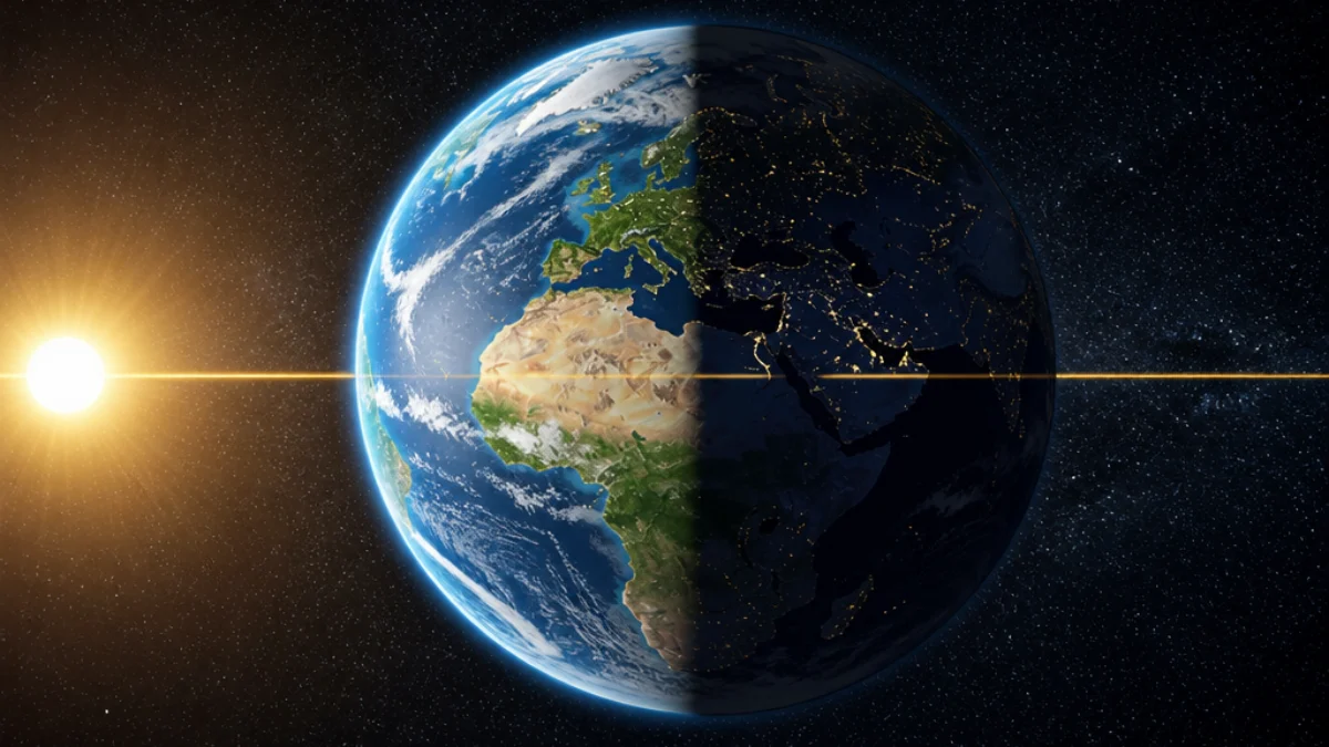 Terra illuminata durante l'equinozio d'autunno