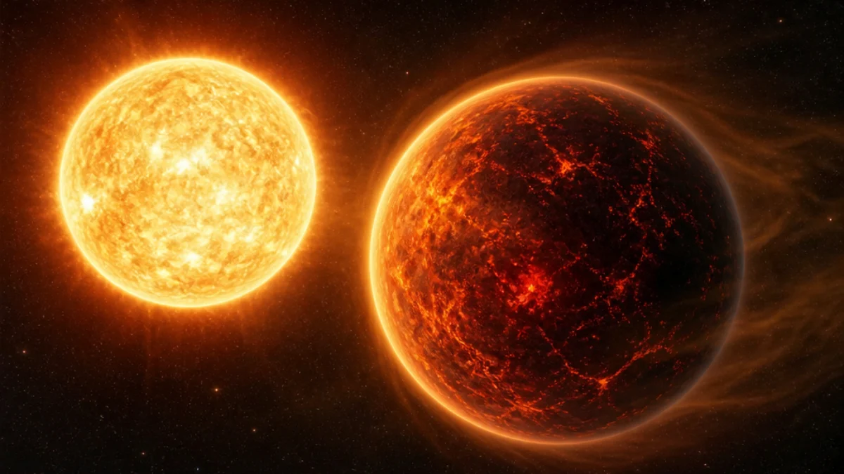 Illustrazione di HD 3167 b, esopianeta roccioso rovente con atmosfera