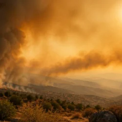 Fumo di incendi boschivi durante un'ondata di calore