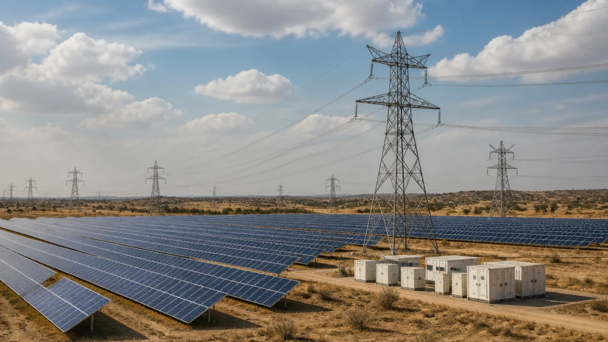Impianto fotovoltaico e linee elettriche in India