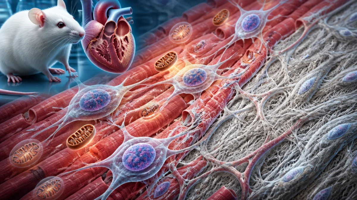 Cuore murino e cellule cardiache durante la riparazione dopo infarto