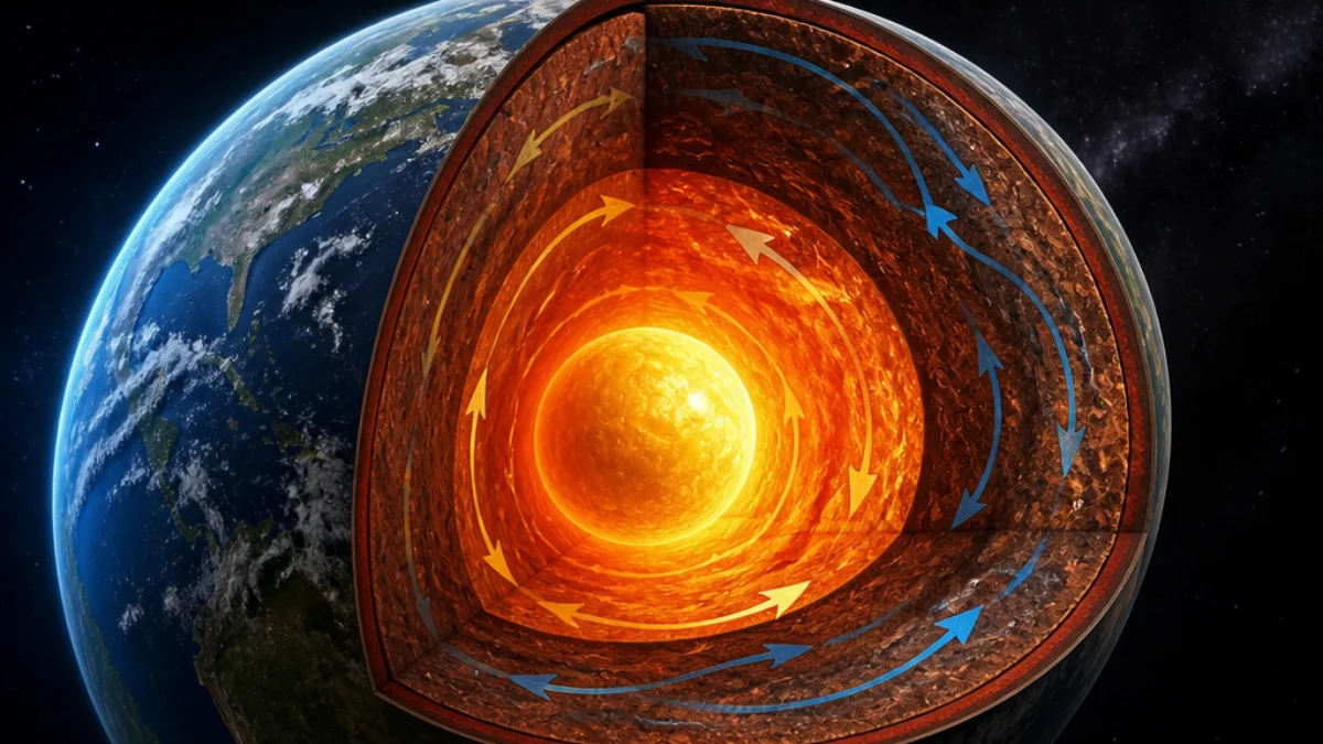 Sezione illustrata della Terra con nucleo e mantello