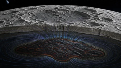 La combinazione di dati gravitazionali e magnetici indica la presenza di basalto sepolto e offre una nuova stima dell’intensità del campo lunare primordiale.