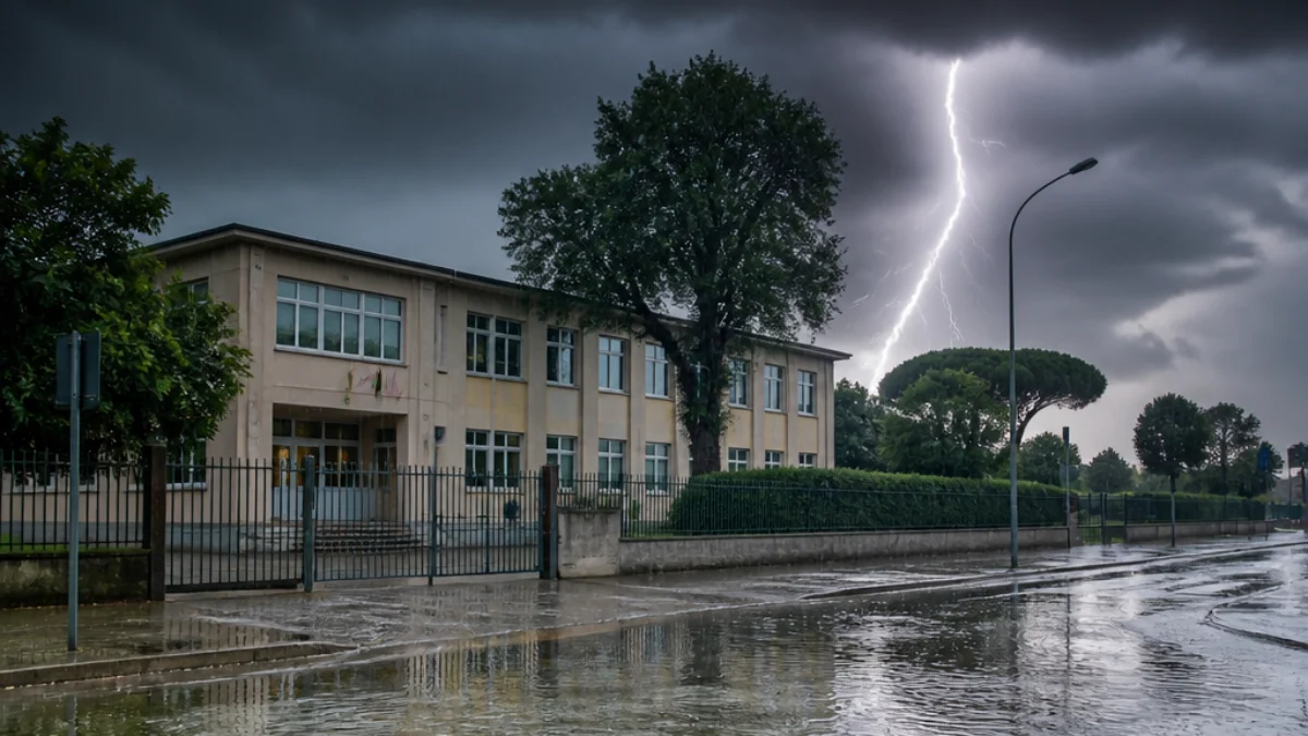 Temporale sulla scuola di Torre del Lago