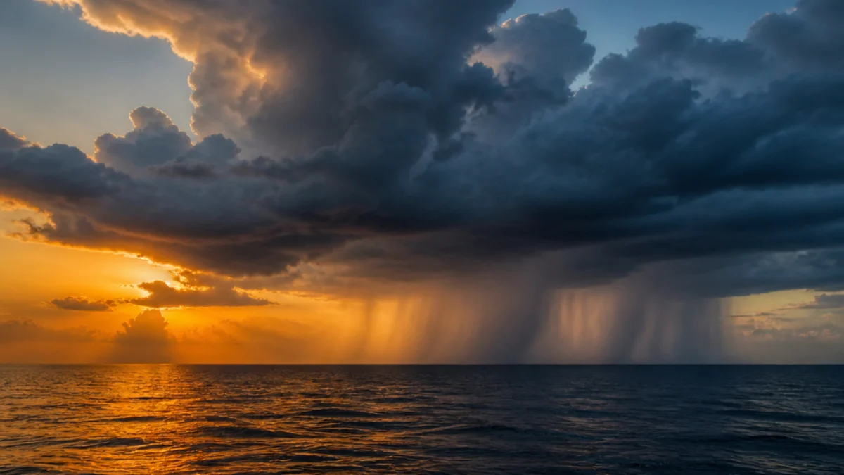 Nubi temporalesche sul Mediterraneo caldo a settembre
