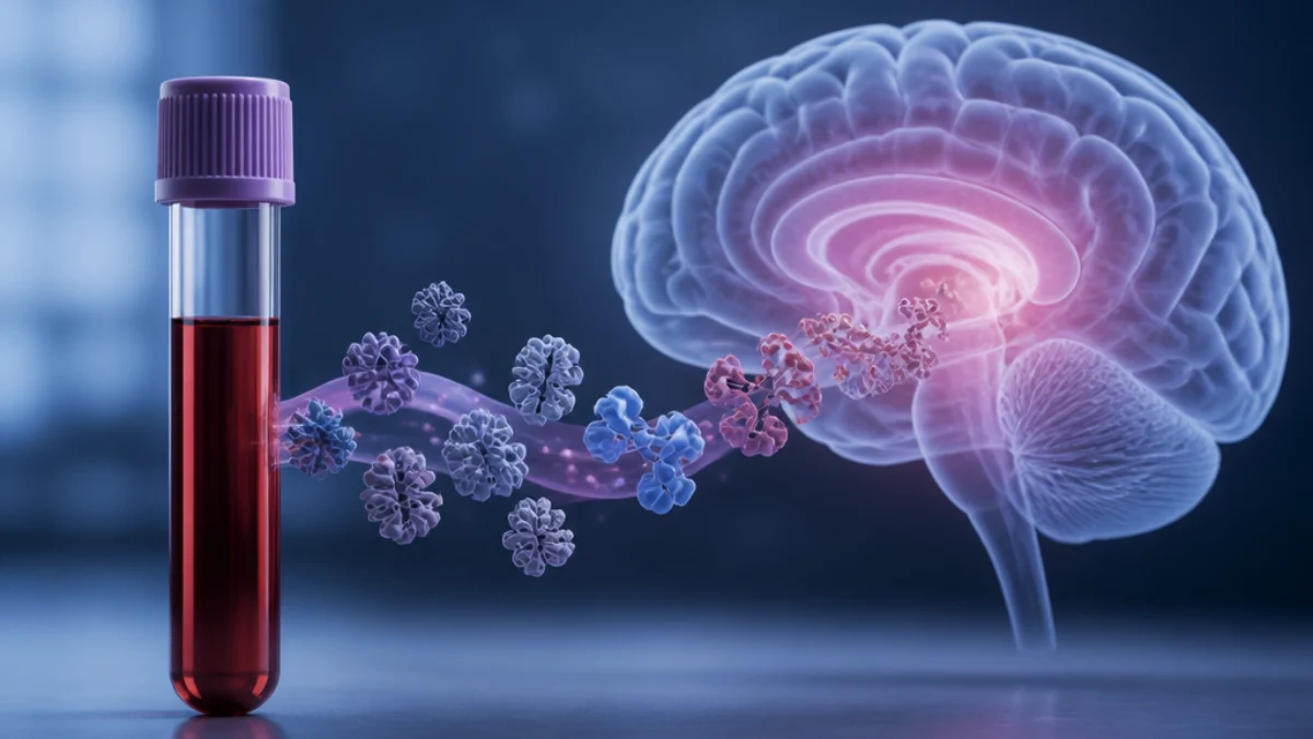 Prelievo di sangue e cervello in un’illustrazione sulla menopausa