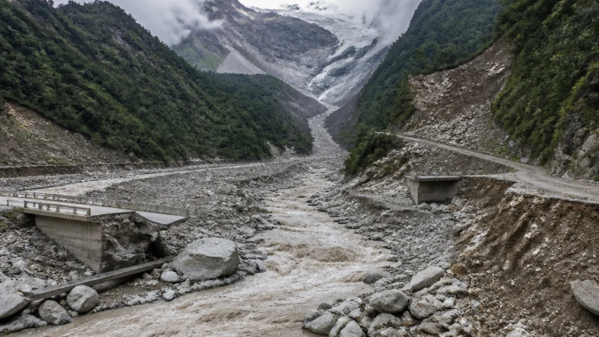 Valle del Nepal colpita da una piena glaciale
