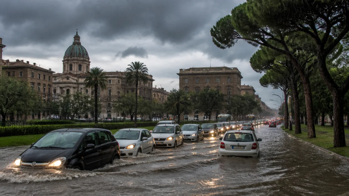 Strade allagate a Palermo durante il nubifragio