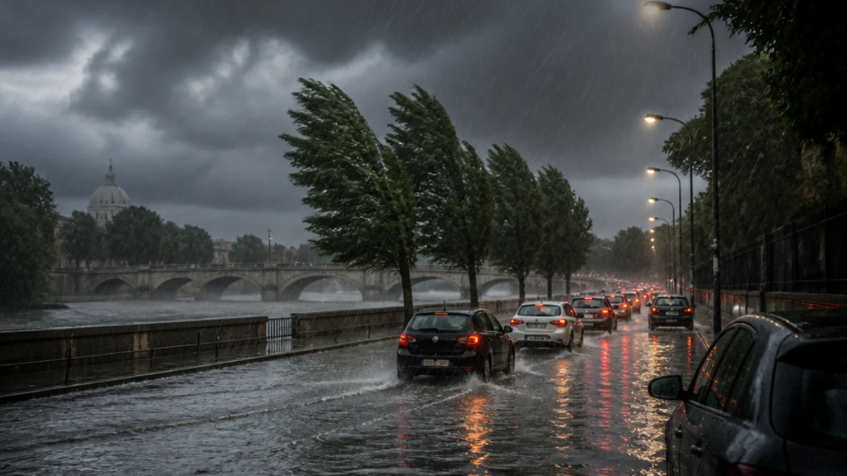 Temporale e strade allagate a Roma Nord