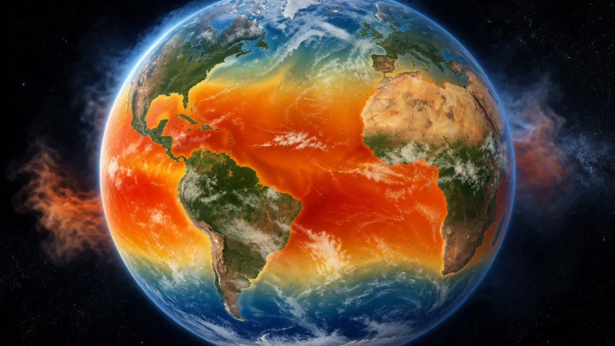 Globo con oceani extra-polari evidenziati dal caldo record