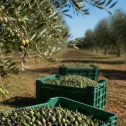 Oliveto pugliese con olive in maturazione