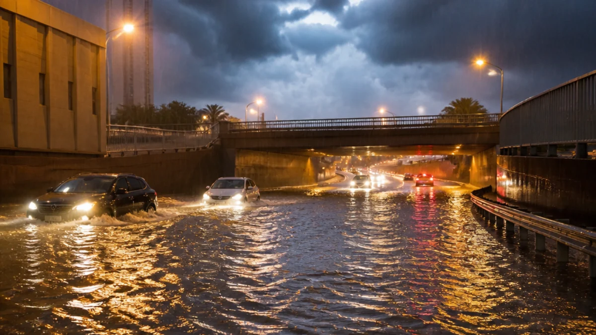 Strade allagate dalle piogge torrenziali in Spagna
